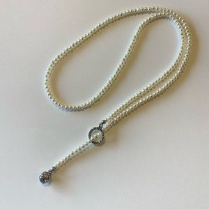 Authentic Pandora Woven Splendor 925 14K Gold Pearl Necklace